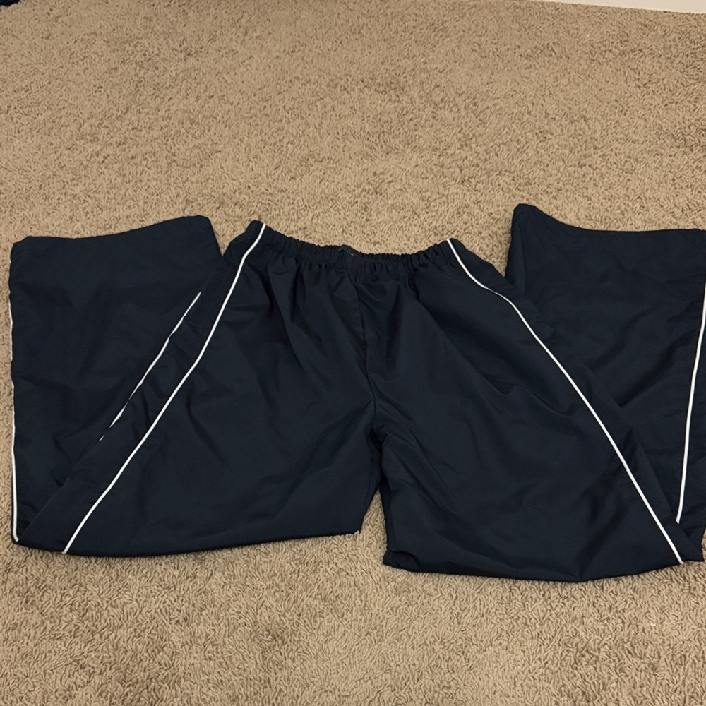 Black Track parachute Pants with White Stripes